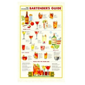 ❤️BUY 2 GET 1 FREE Cavallini Papers & Co. Bartender's Guide Tea Towel,Multicolor